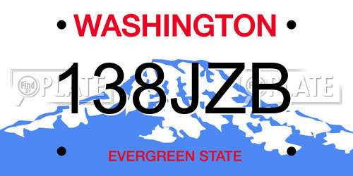 138JZB Washington License Plate