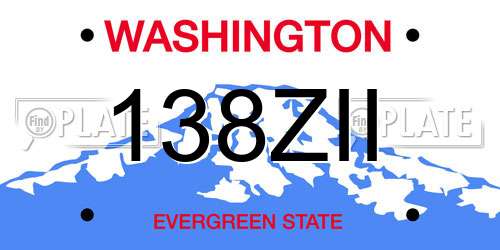 138ZII Washington License Plate