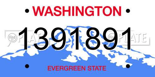 1391891 Washington License Plate