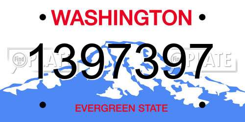 1397397 Washington License Plate