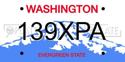 139XPA Washington License Plate