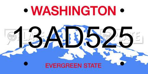 13AD525 Washington License Plate