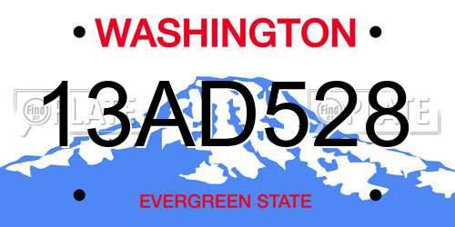 13AD528 Washington License Plate