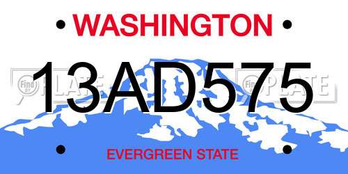 13AD575 Washington License Plate