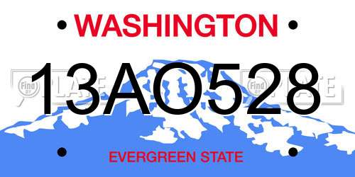 13AO528 Washington License Plate