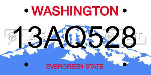 13AQ528 Washington License Plate