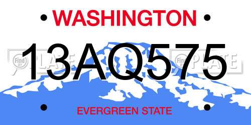 13AQ575 Washington License Plate