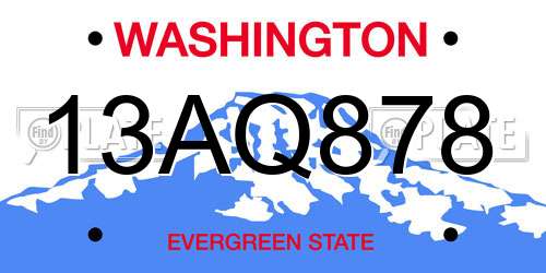 13AQ878 Washington License Plate