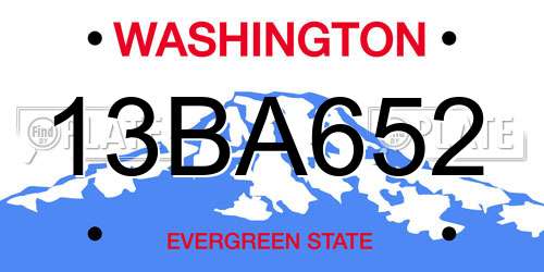 13BA652 Washington License Plate