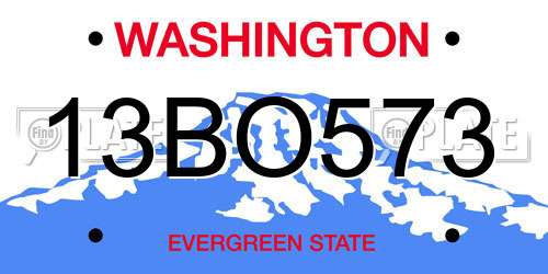 13BO573 Washington License Plate