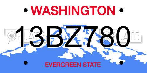 13BZ780 Washington License Plate