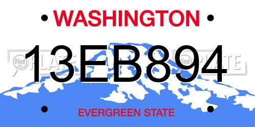 13EB894 Washington License Plate