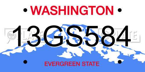 13GS584 Washington License Plate