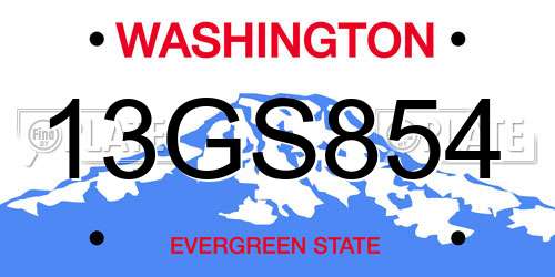 13GS854 Washington License Plate