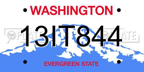 13IT844 Washington License Plate