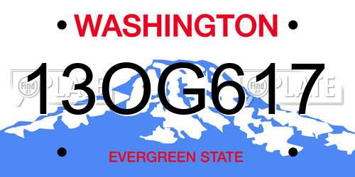 13OG617 Washington License Plate