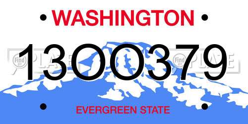 13OO379 Washington License Plate