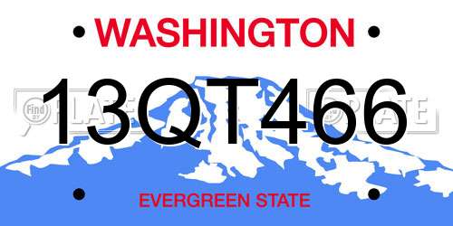 13QT466 Washington License Plate