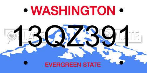 13QZ391 Washington License Plate