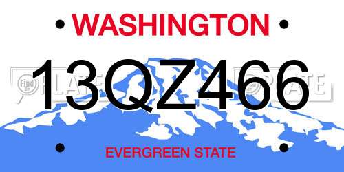 13QZ466 Washington License Plate