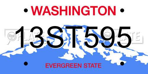 13ST595 Washington License Plate