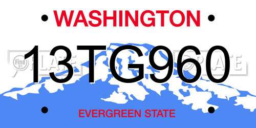 13TG960 Washington License Plate