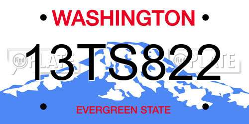 13TS822 Washington License Plate