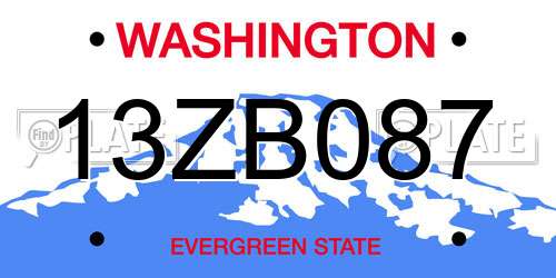 13ZB087 Washington License Plate