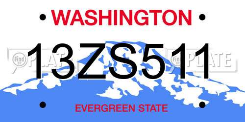13ZS511 Washington License Plate