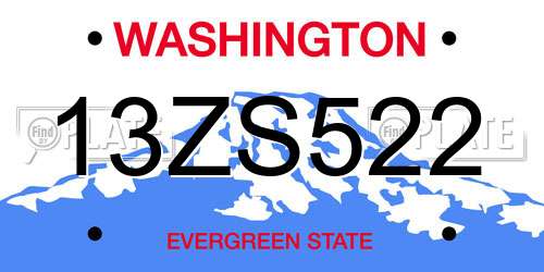 13ZS522 Washington License Plate