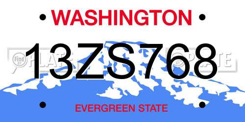 13ZS768 Washington License Plate