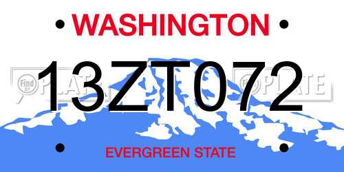 13ZT072 Washington License Plate