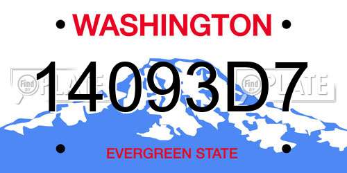 14093D7 Washington License Plate