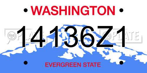 14136Z1 Washington License Plate