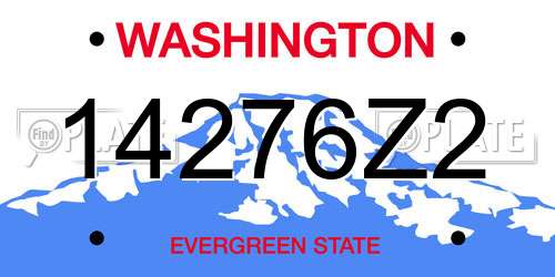 14276Z2 Washington License Plate