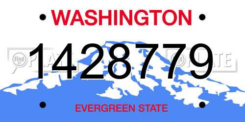 1428779 Washington License Plate