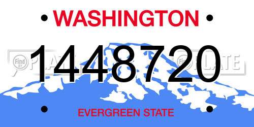 1448720 Washington License Plate