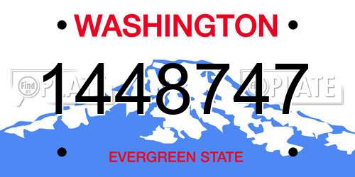 1448747 Washington License Plate