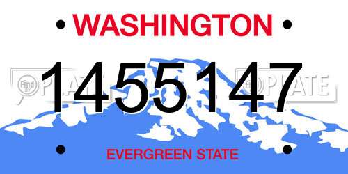 1455147 Washington License Plate