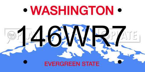 146WR7 Washington License Plate