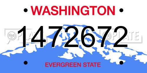 1472672 Washington License Plate