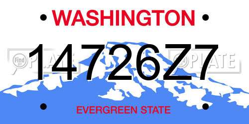 14726Z7 Washington License Plate