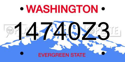 14740Z3 Washington License Plate