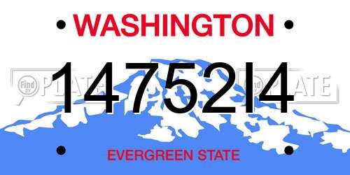 14752I4 Washington License Plate