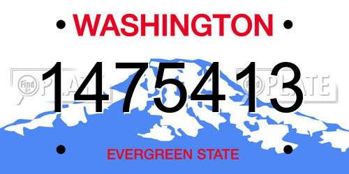 1475413 Washington License Plate