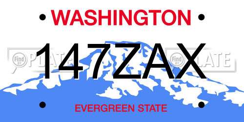 147ZAX Washington License Plate