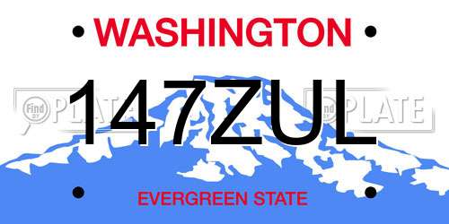 147ZUL Washington License Plate