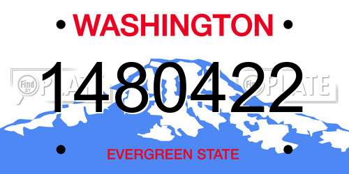 1480422 Washington License Plate