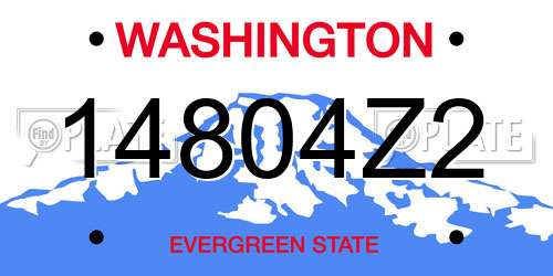 14804Z2 Washington License Plate