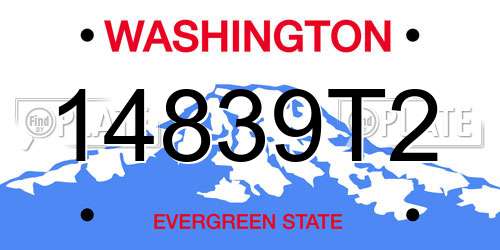 14839T2 Washington License Plate